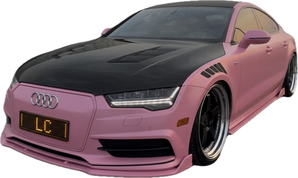 A pink Audi A7 build made in Los Customs